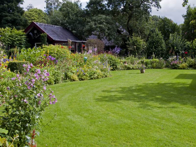 anglická zahrada u dřevostavby