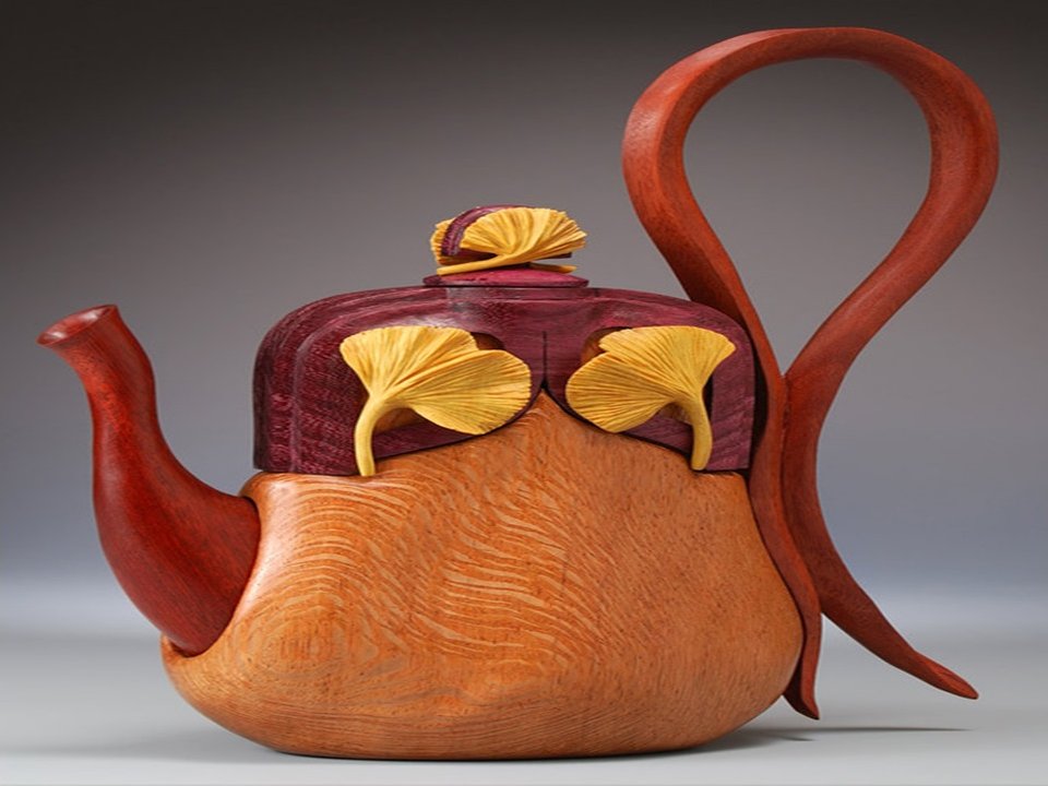 uměleck&eacute; předměty ze dřeva - konvička na čaj