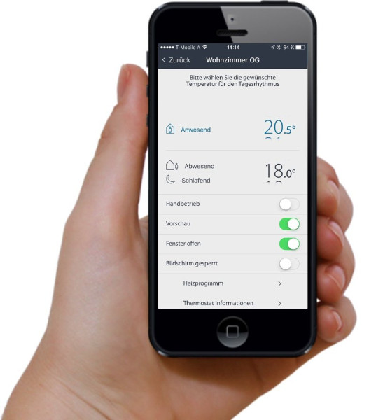 nastaven&iacute; vyt&aacute;pěn&iacute; pomoc&iacute; mobiln&iacute;ho telefonu nobo ovladač