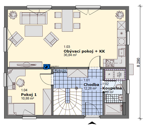 Půdorys domu č. 122 - varianta 1