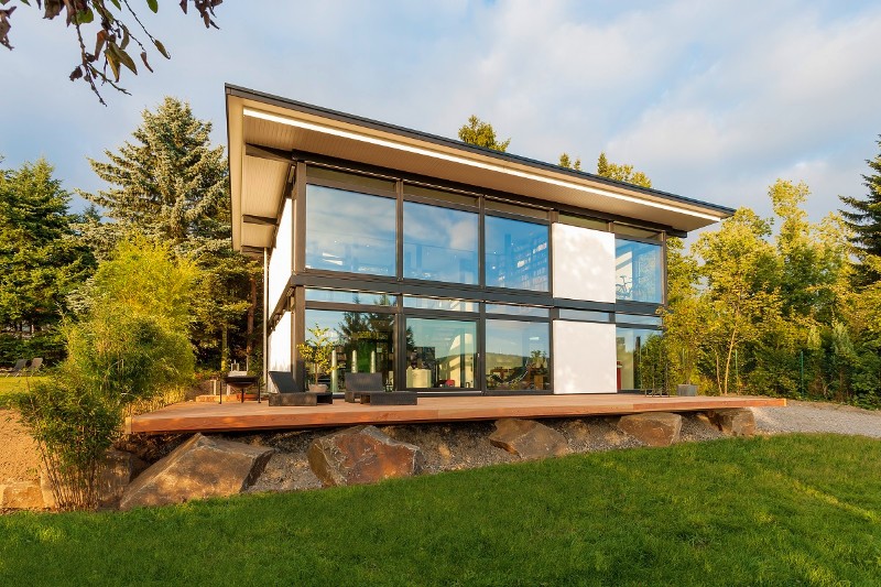 Dřevostavba těžký dřevěný skelet exteriér