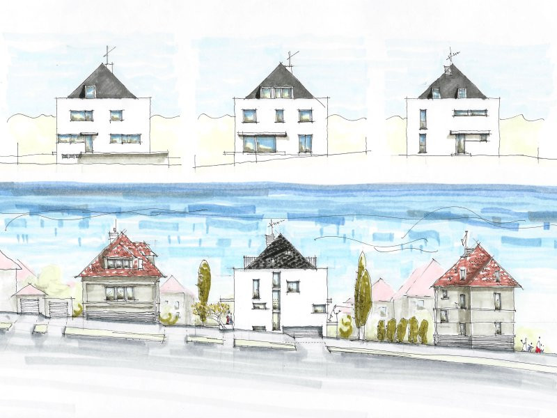 2 skica návrhů pro dřevostavby zástavba