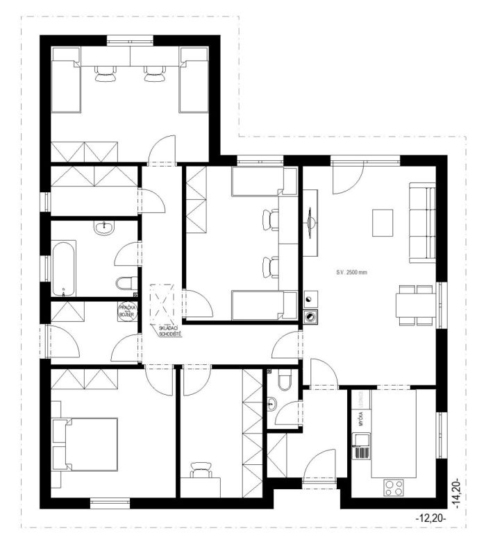 DrevoaStavby.cz | Typový bungalov MS 07 EKONOMY DrevoaStavby.cz | Typový bungalov MS 07 EKONOMY