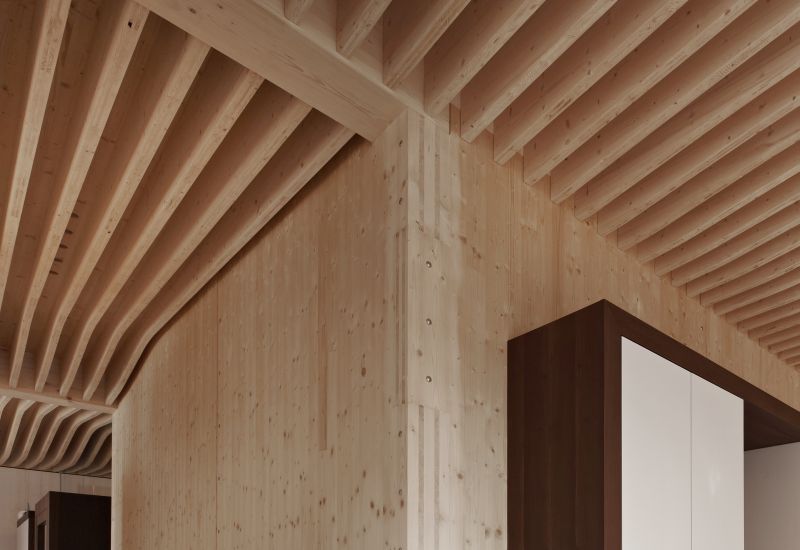 DrevoaStavby.cz | Dřevo na stěnách a stropech v interiéru | členitý strop v dřevostavbě DrevoaStavby.cz | Dřevo na stěnách a stropech v interiéru | členitý strop v dřevostavbě
