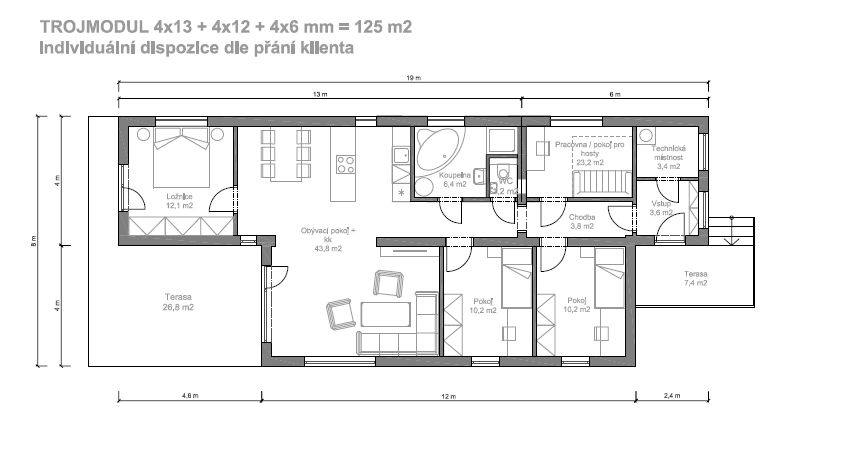 DrevoaStavby.cz Dům z modulu Eko modular_půdorys_domu