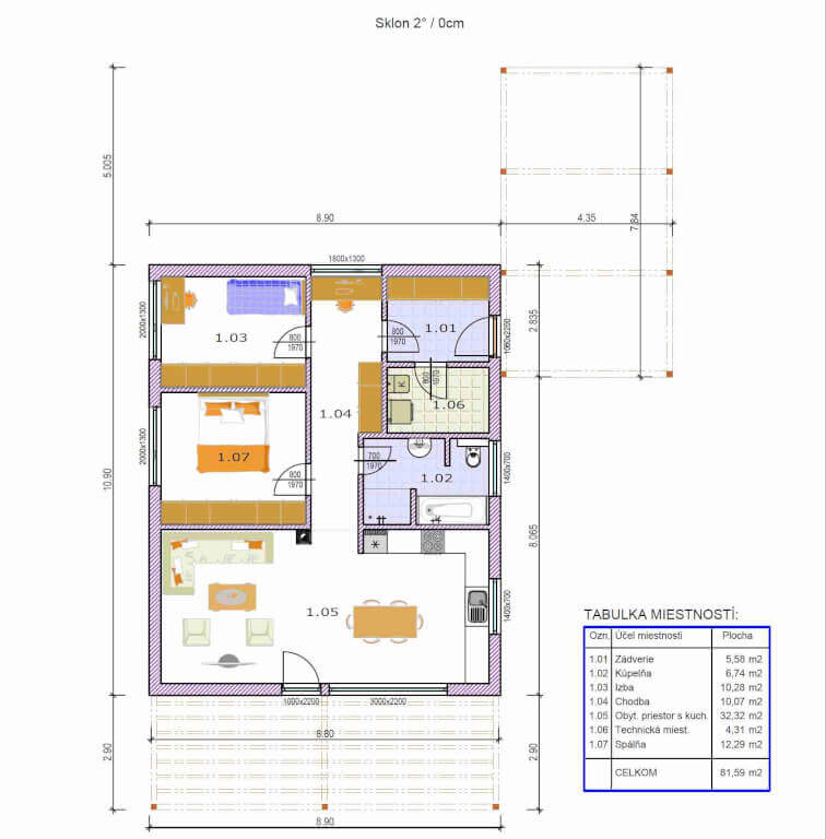 realizace-typoveho-bungalovu-Jubileum-Profi-81-pudorys