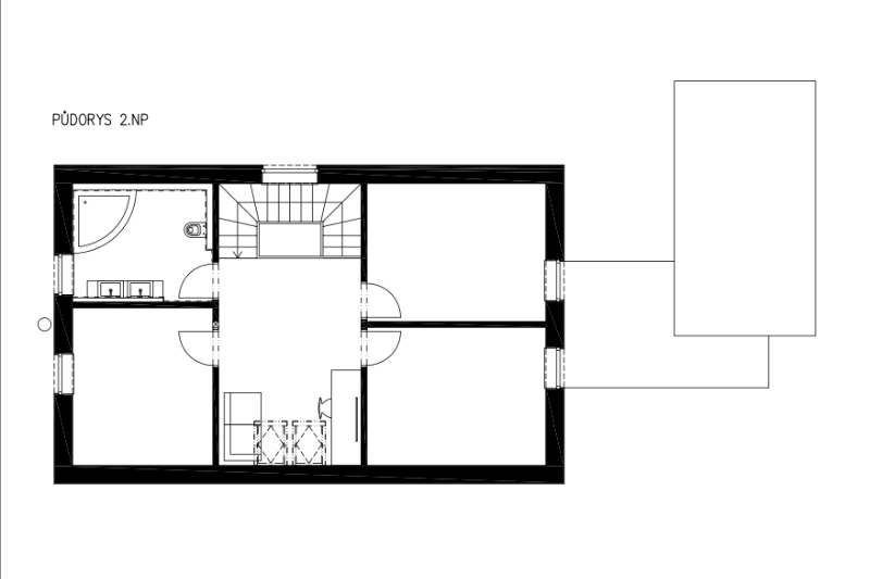 DrevoaStavby.cz | Půdorys 2NP
