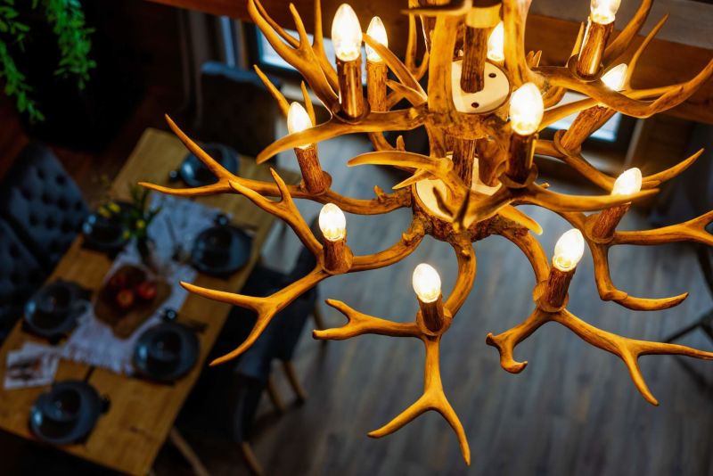 DrevoaStavby.cz | Osvětlění v dřevostavbě lustr paroží DrevoaStavby.cz | Osvětlění v dřevostavbě lustr paroží