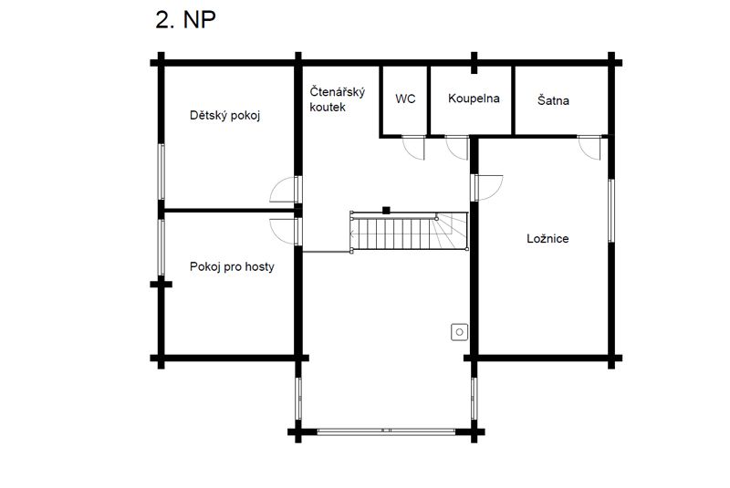 DrevoaStavby.cz Moderní srubový dům Kontio DrevoaStavby.cz Moderní srubový dům Kontio Půdorys 2NP