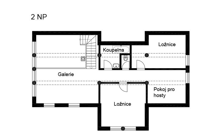 DrevoaStavby.cz | Půdorys 2NP
