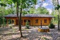 DrevoaStavby.cz | Srubov&yacute; bungalov uprostřed borovicov&eacute;ho lesa