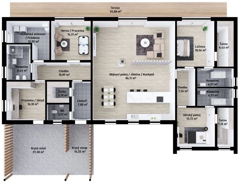 DrevoaStavby.cz | Individuální bungalov Individual 2-287 DrevoaStavby.cz | Individuální bungalov Individual 2-287
