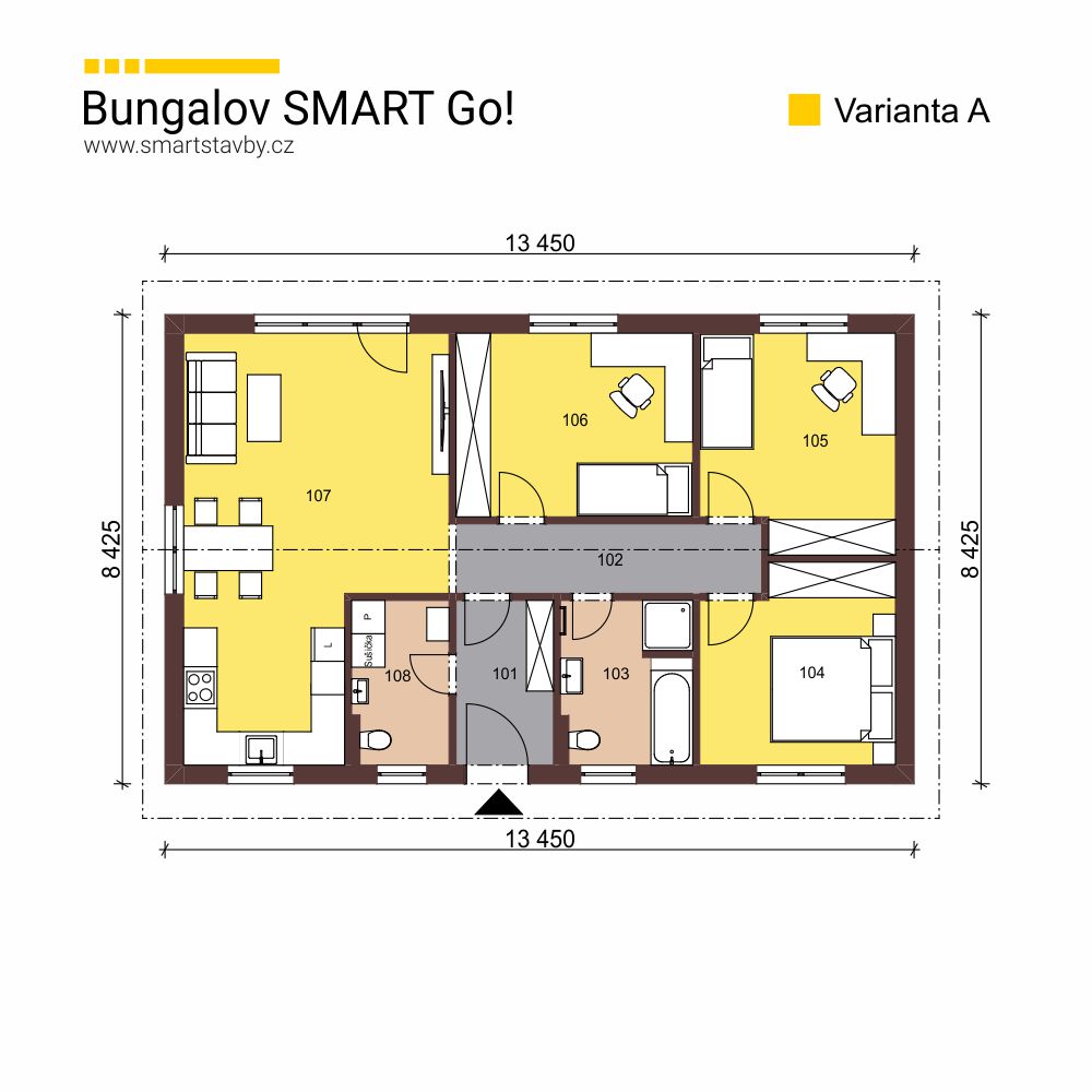 Bungalov SMART GO! půdorys A 